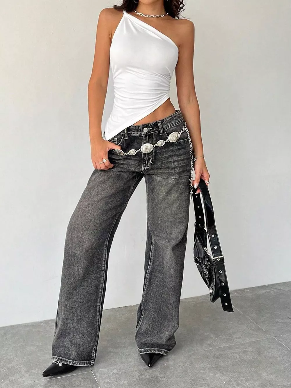 Asymmetrical One-Shoulder Slim Fit Cami, image 11
