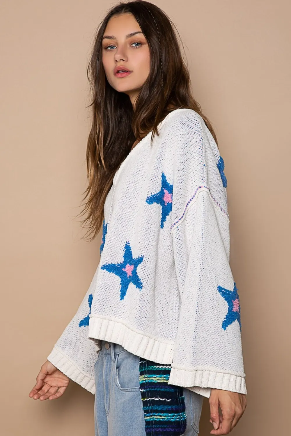 Long Sleeve Star Patch Sweater, image 2