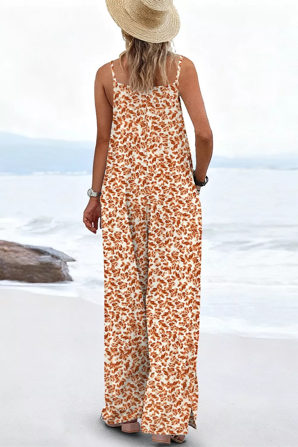Floral Print Spaghetti Strap Wide Leg Jumpsuit, image 5