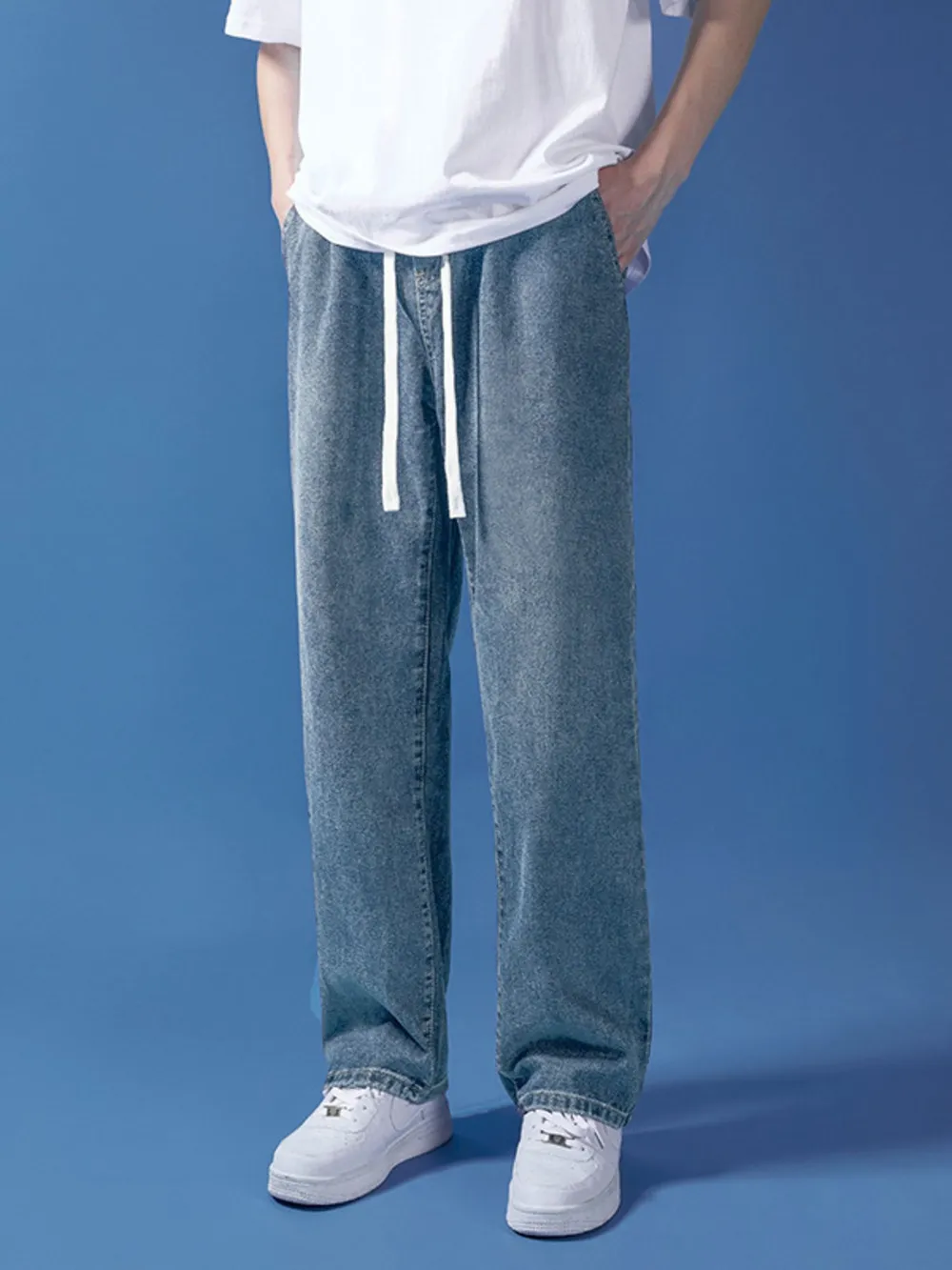 Men's Full Size Drawstring Relaxed Fit Jeans Plus Size, image 3
