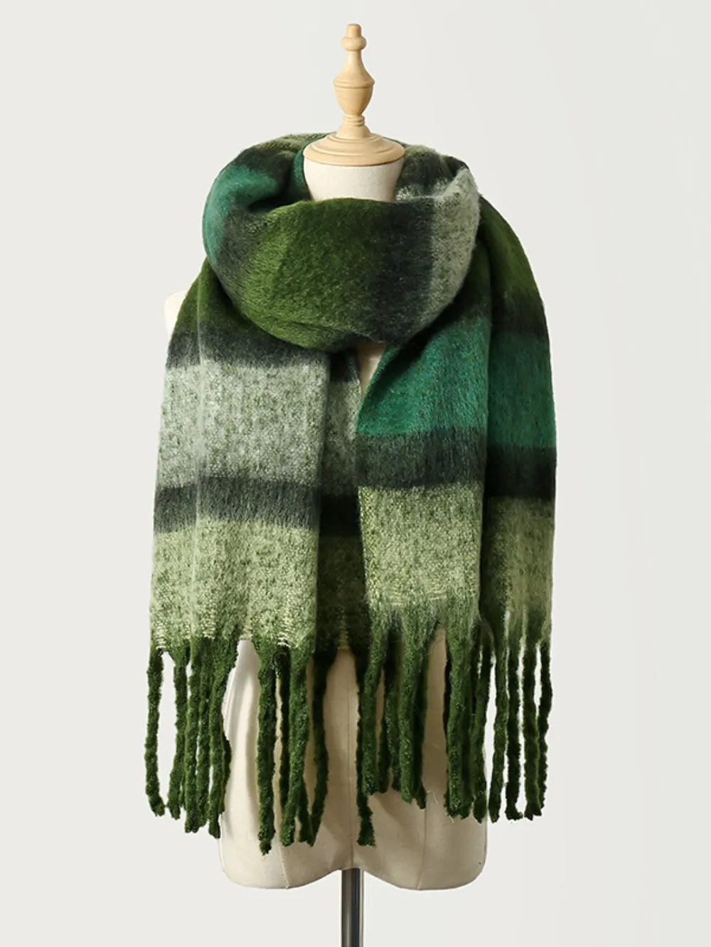 Fringe Color Block Polyester Scarf, image 3