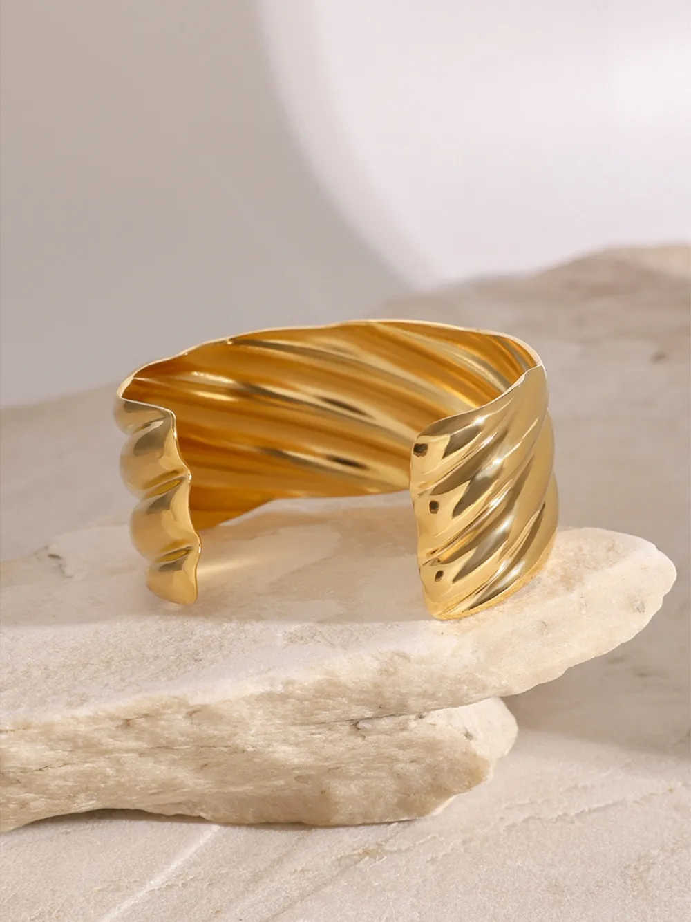 18K Gold-Plated Stainless Steel Open Ring, image 5