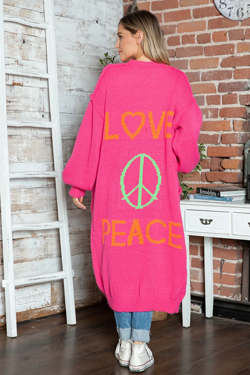 Letter Dropped Shoulder Long Sleeve Cardigan, image 16