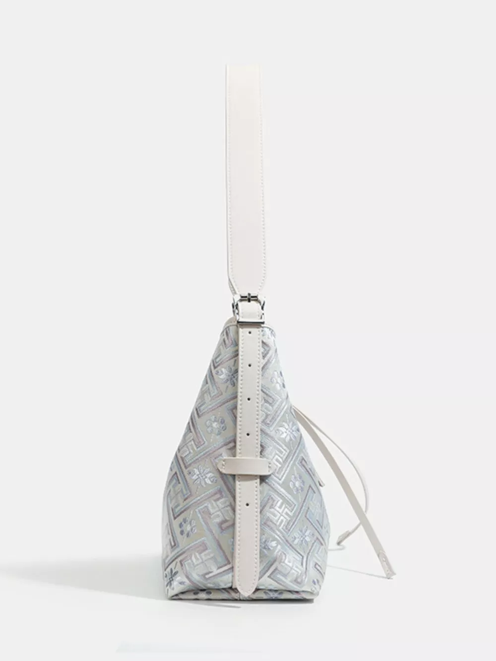 Geometric Pattern Jacquard Shoulder Bag with Adjustable Strap, image 3