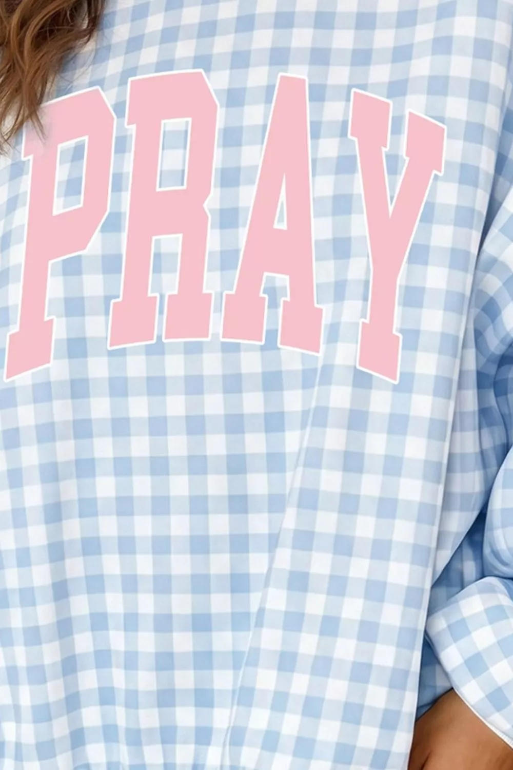 PRAY Slogan Graphic Round Neck Sweatshirt, image 2