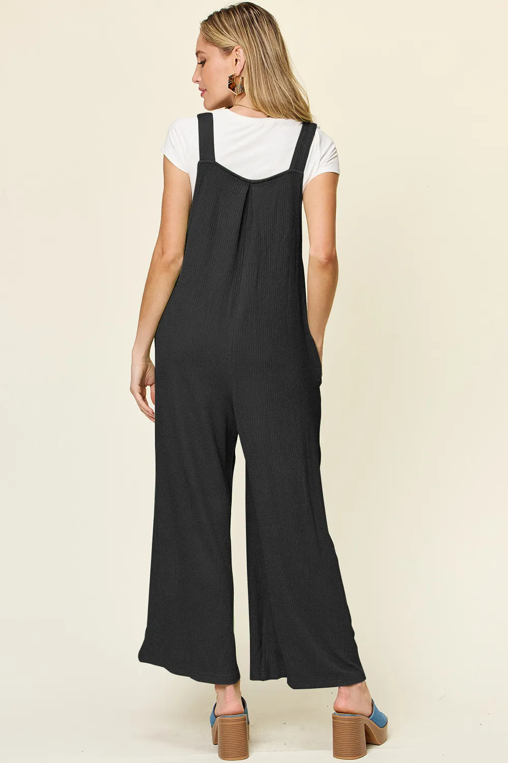 Full Size Texture Sleeveless Wide Leg Overall, image 5