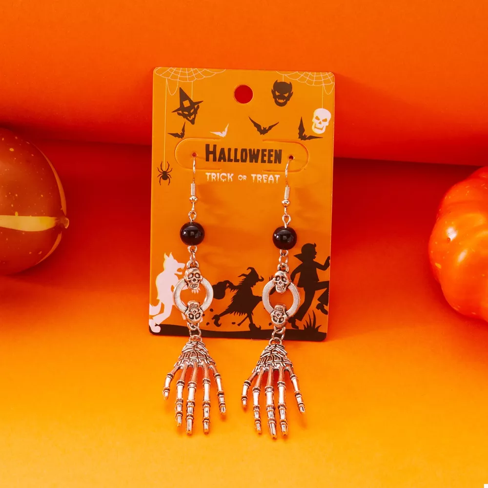 Halloween Skeleton Hand Drop Earrings, image 4