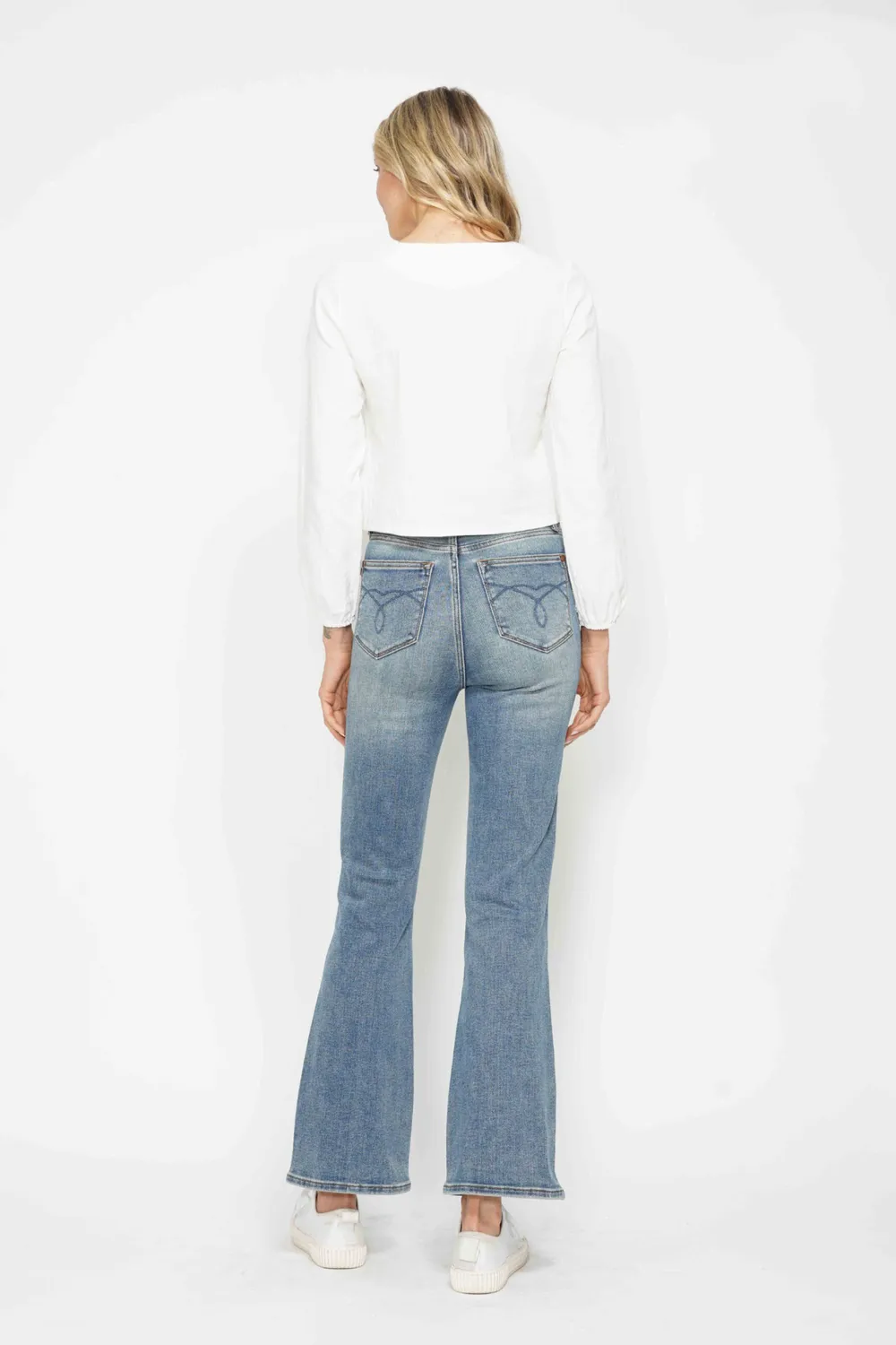 Full Size Tummy Control Back Embroidered Pocketed Bootcut Jeans Plus Size, image 10