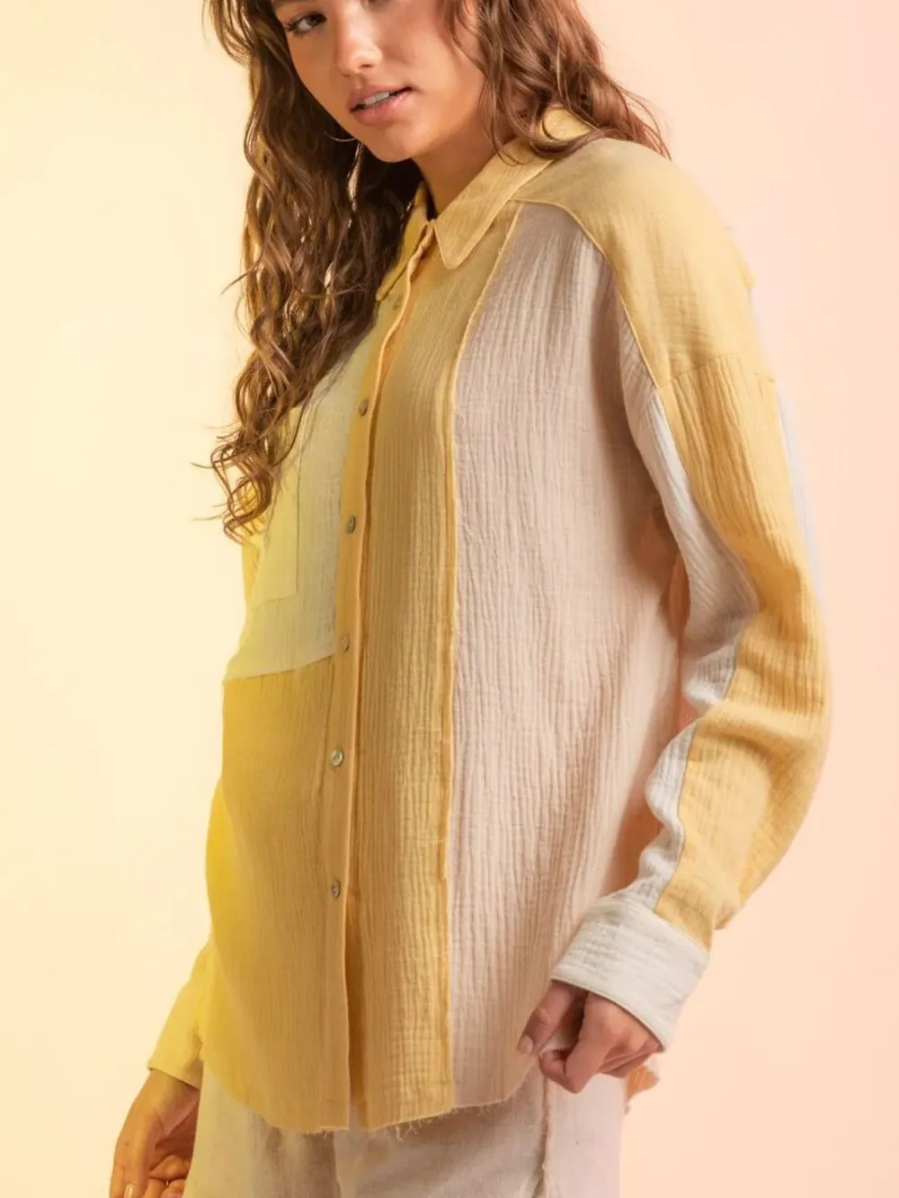 Contrast Button Up Long Sleeve Shirt, image 11