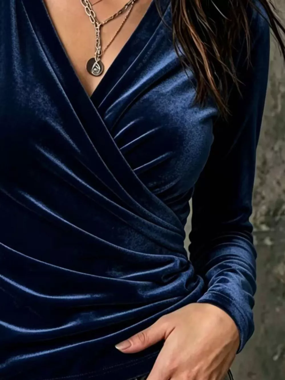 Full Size Surplice Ruched Long Sleeve Top Plus Size, image 15