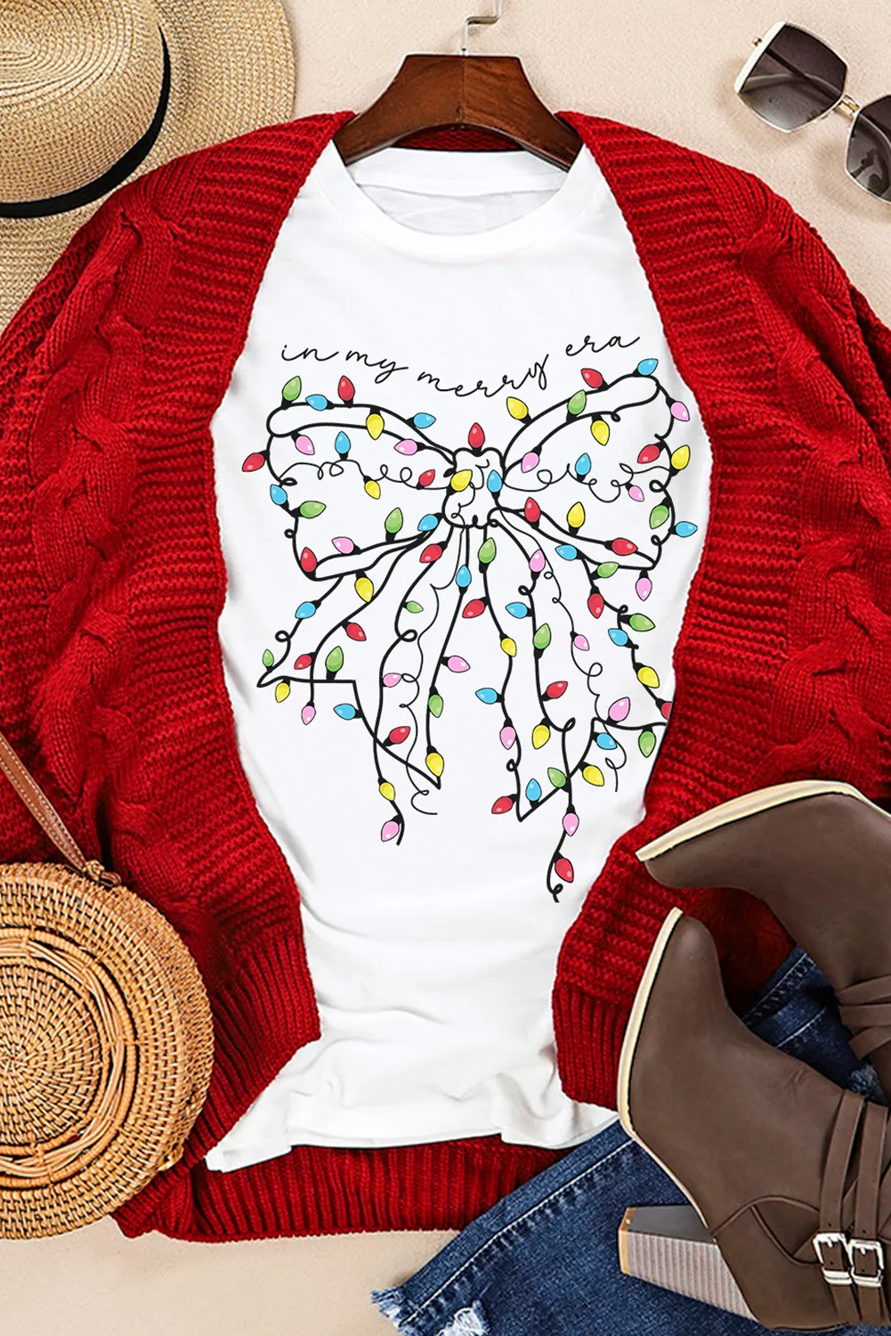 Full Size Bow Round Neck Short Sleeve T-Shirt, image 2