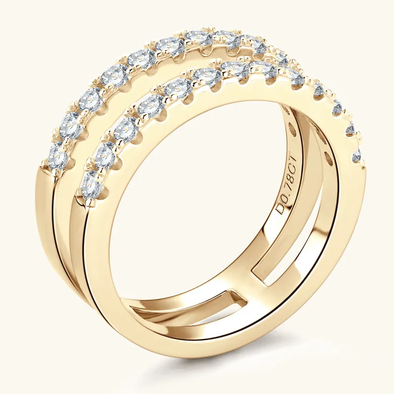 925 Sterling Silver Moissanite Double Layered Ring