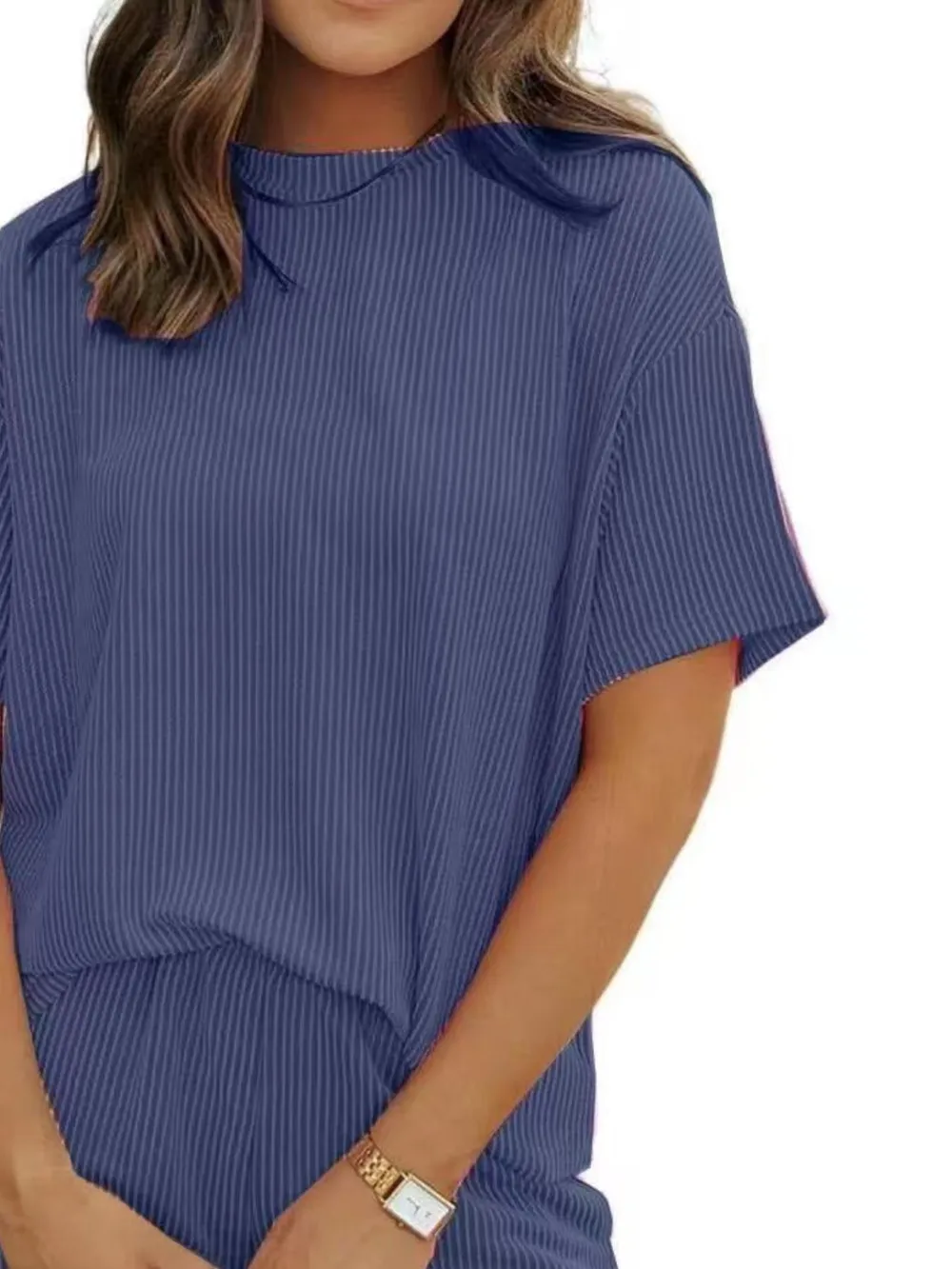 Full Size Ribbed Short Sleeve Top and Shorts Two-Piece Set Plus Size, image 11