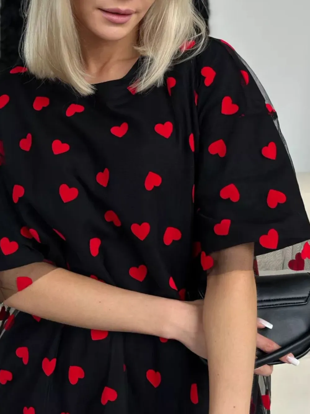 Heart Print Oversized T-Shirt, image 4