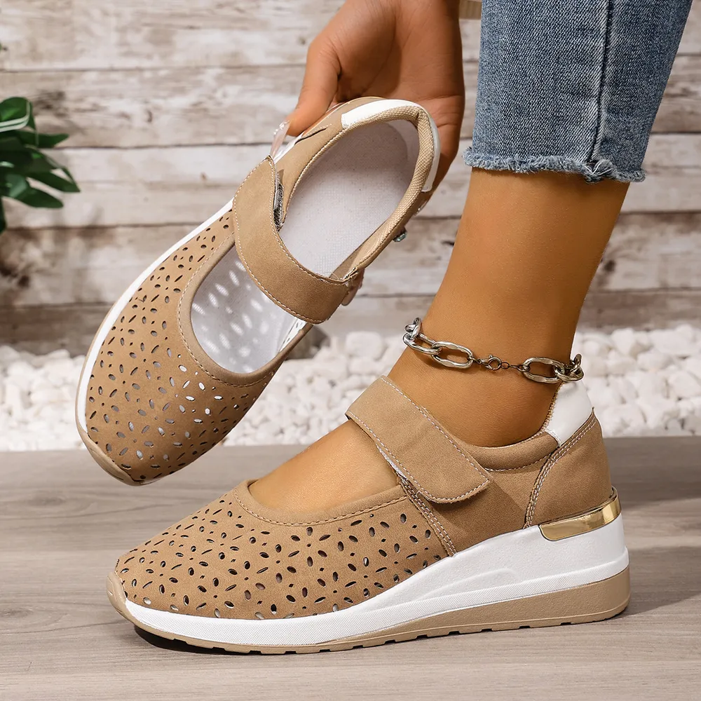Breathable Cutout Wedge Loafers, image 6