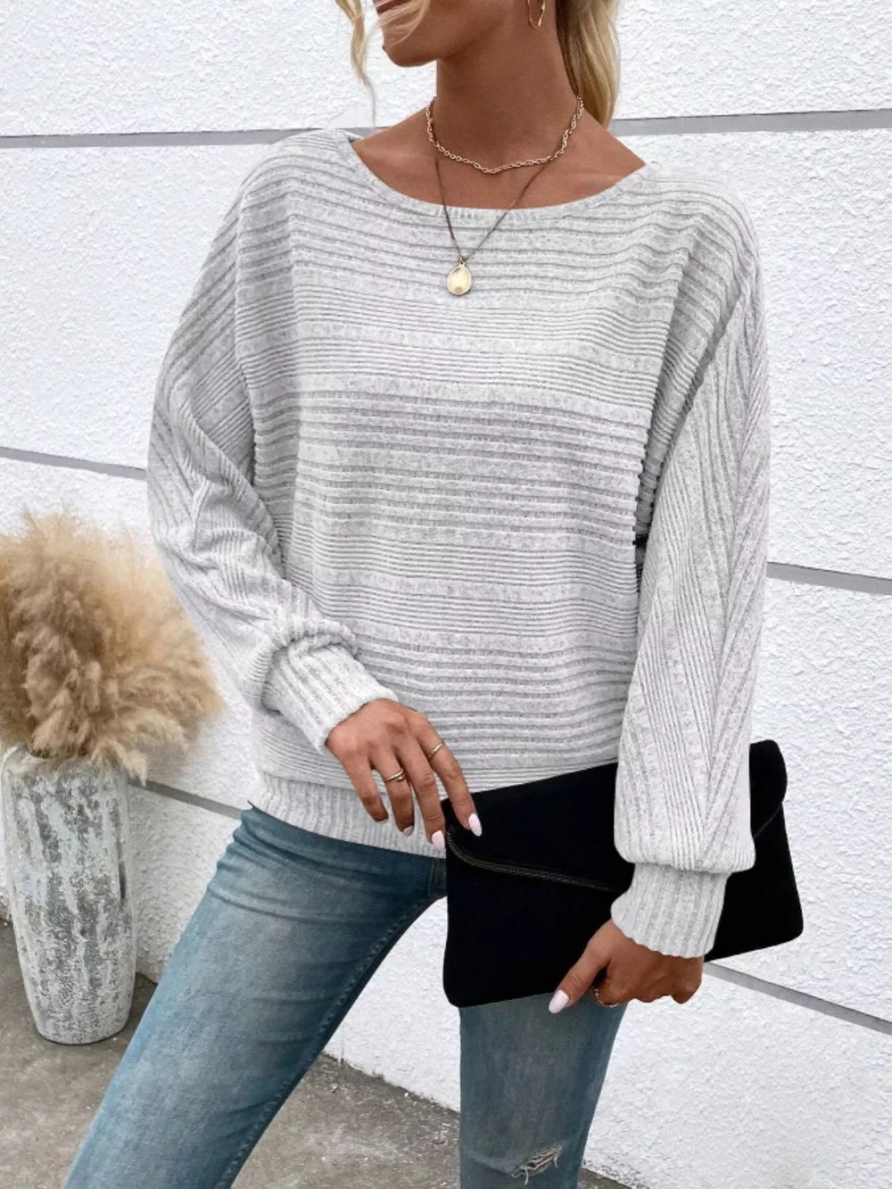 Relaxed Fit Ribbed Knit T-Shirt, image 11