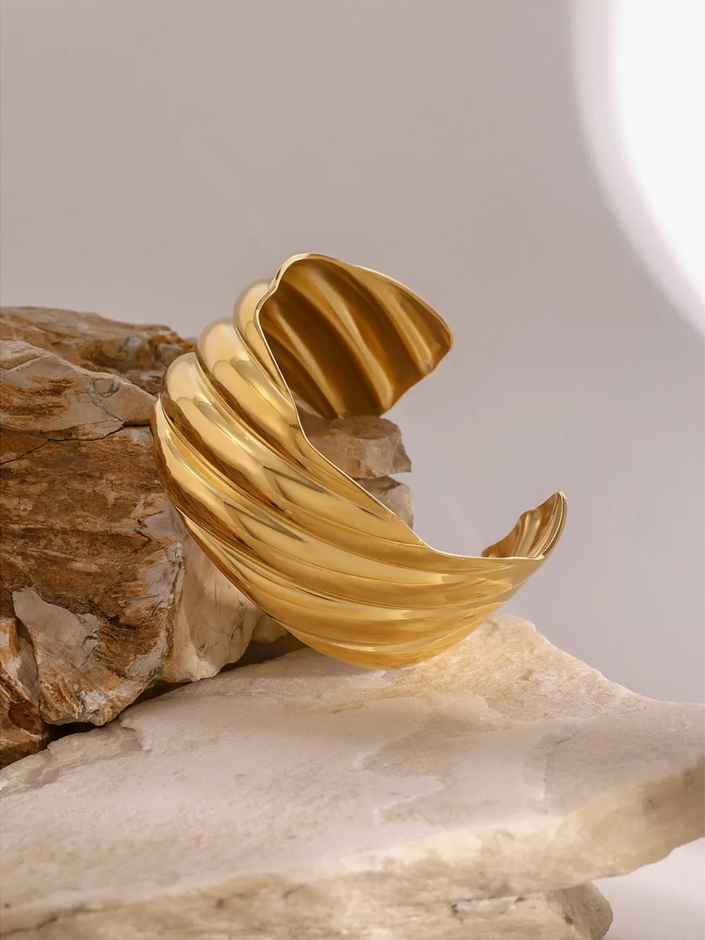 18K Gold-Plated Stainless Steel Open Ring, image 2