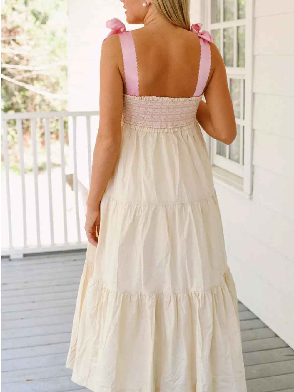 Tie Shoulder Tiered Midi Dress, image 2