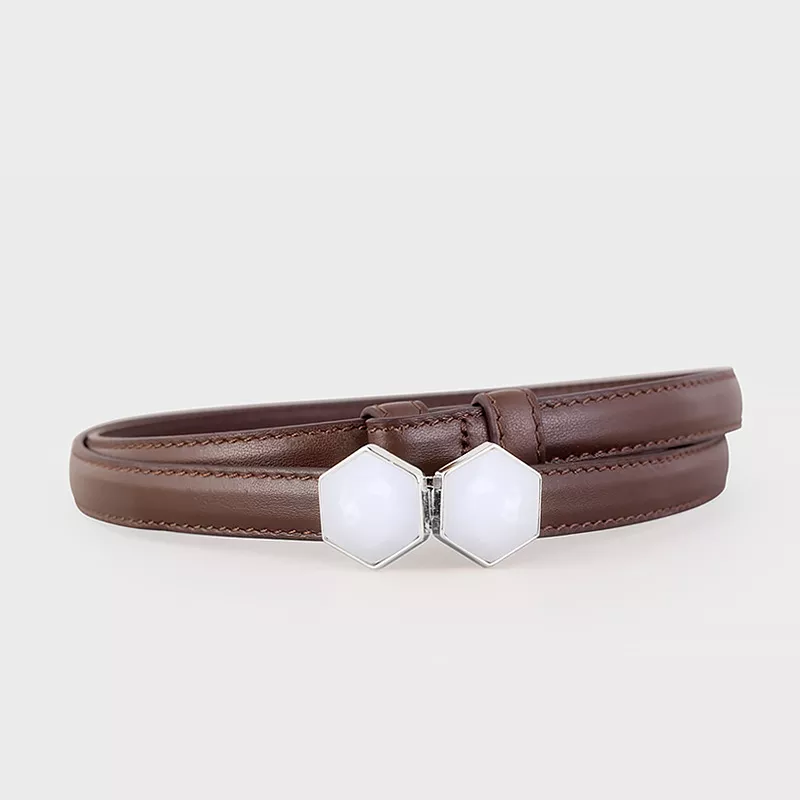 Leather Belt with Geometric Buckle, image 8