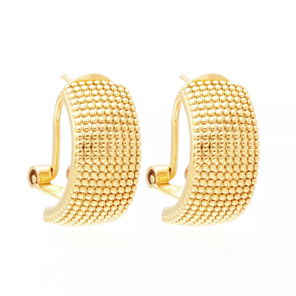 18K Gold-Plated Textured Wide Band Hoop Earrings, image 5