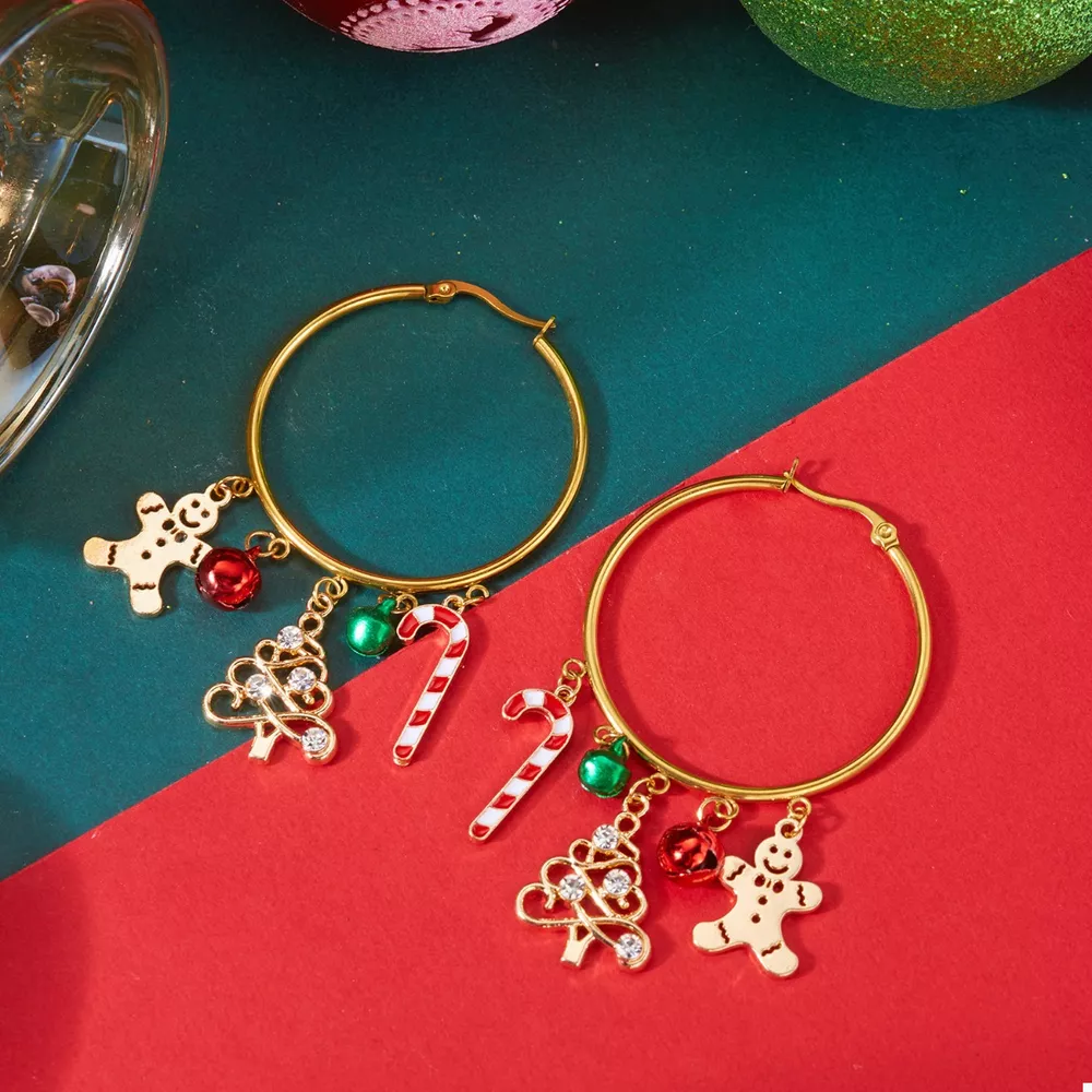 Christmas Theme Hoop Earrings, image 3
