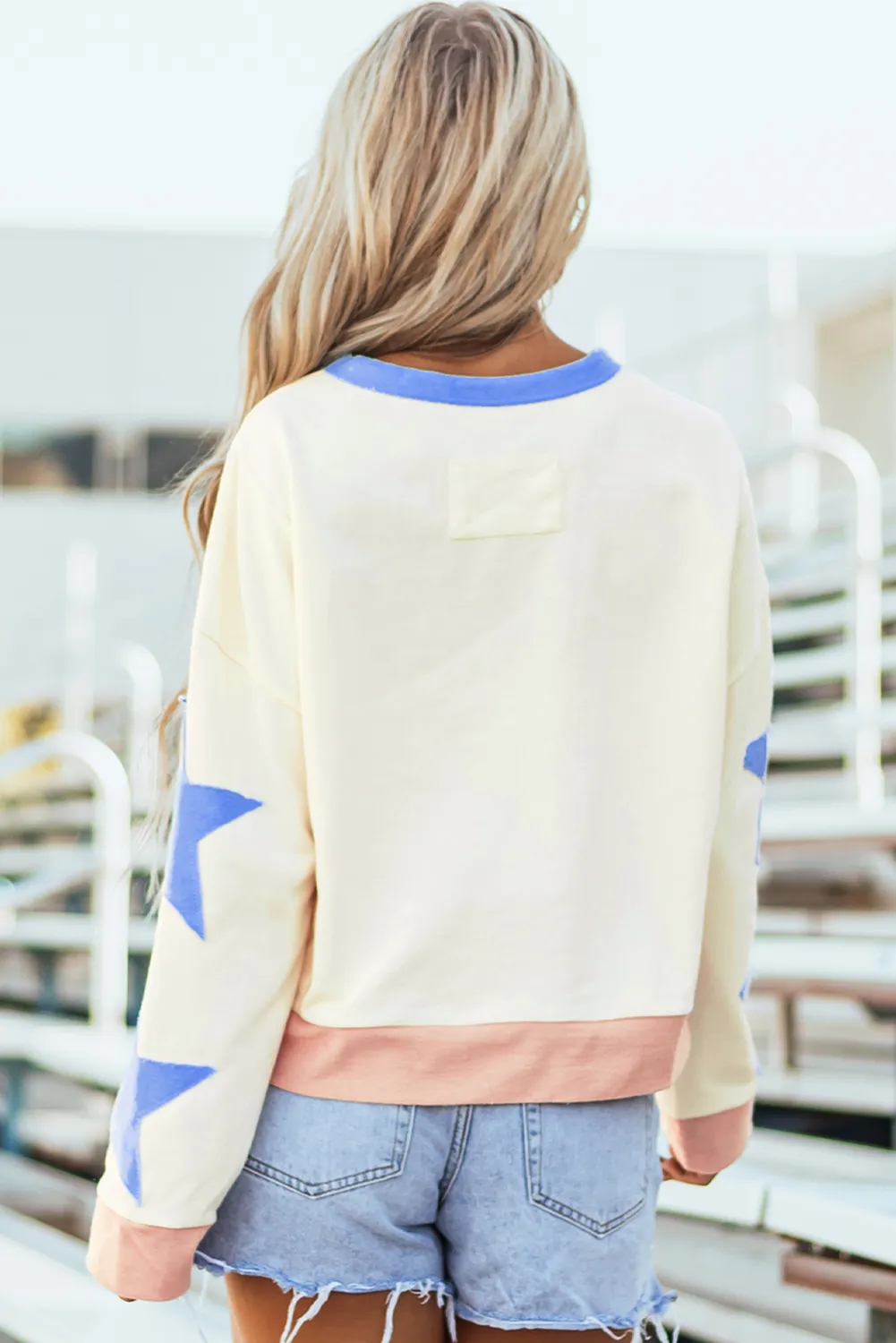 GAME DAY Star Patch Round Neck Long Sleeve Sweatshirt, image 5