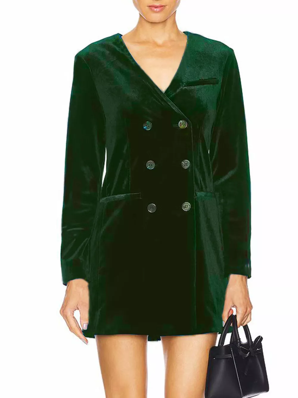 Velvet Double-Breasted Blazer Dress, image 3