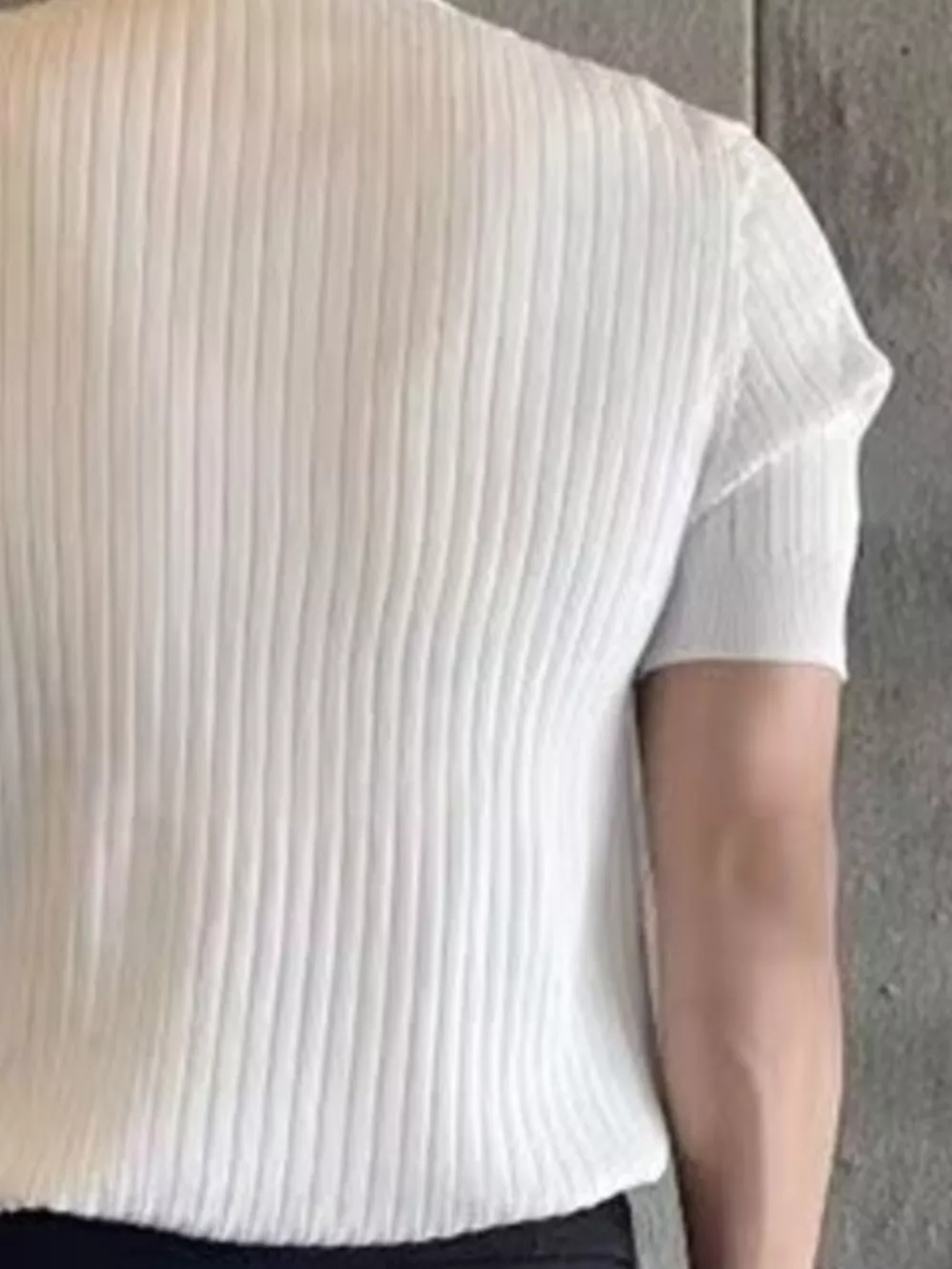 Men's Plus Size Ribbed Knit Short Sleeve Top, image 3