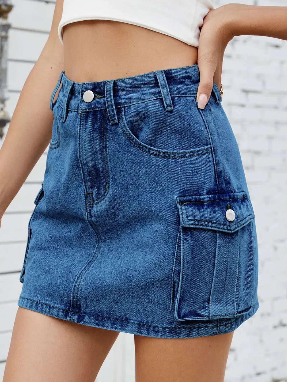 Cargo Denim Skirt, image 6
