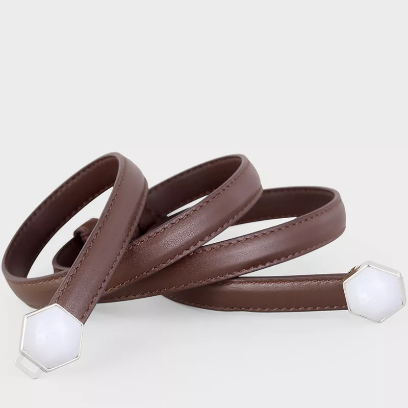 Leather Belt with Geometric Buckle, image 7