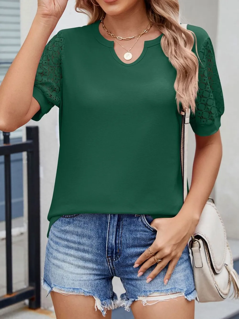 Lace Short Sleeve T-Shirt, image 13
