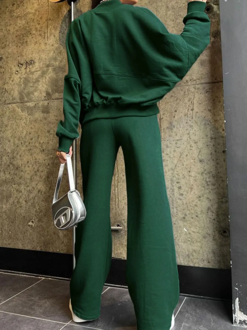 Baseball Collar Zip Up Top and Drawstring Paants Set, image 22