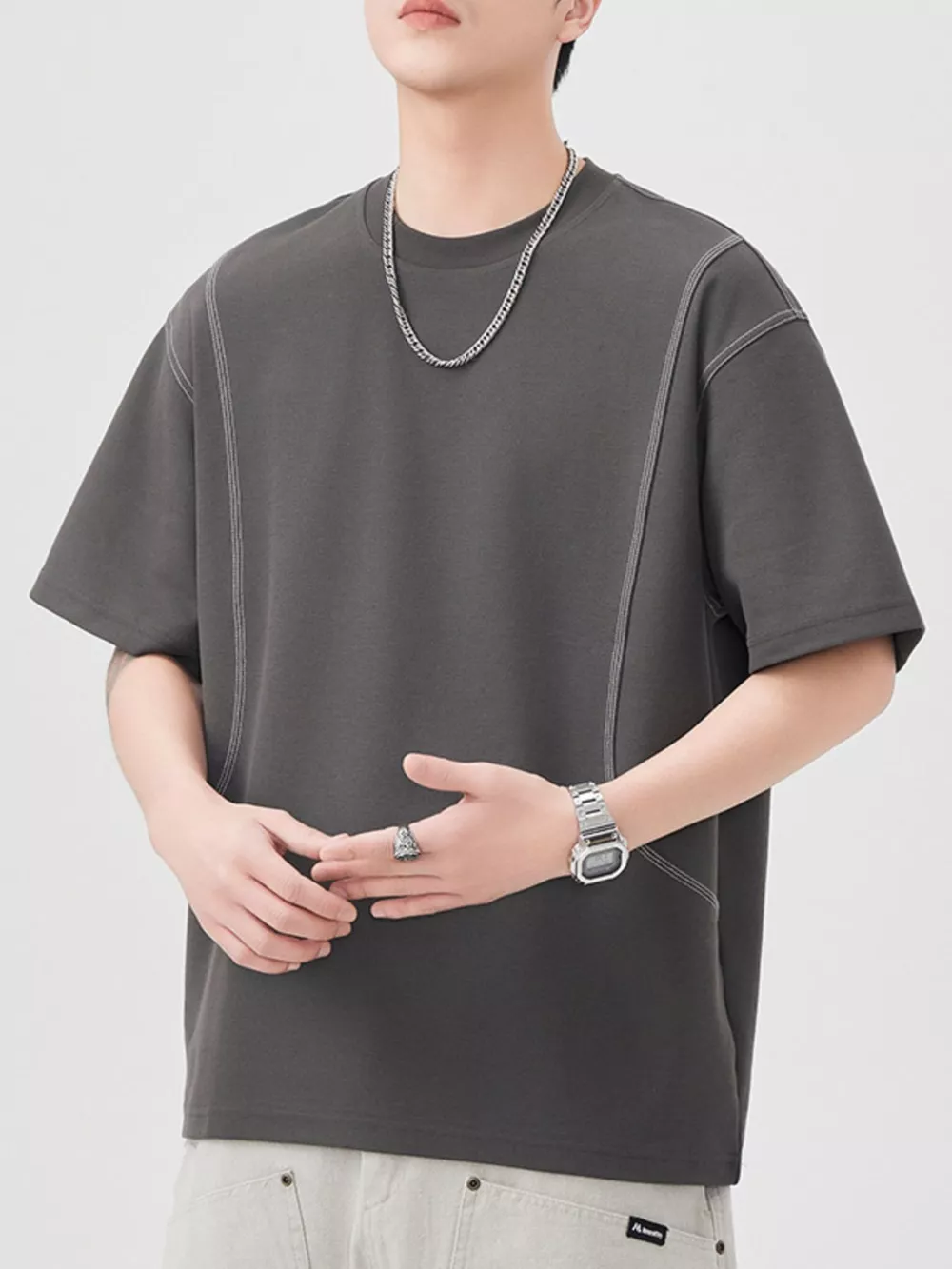Men's Plus Size Round Neck Short Sleeve T-Shirt, image 3