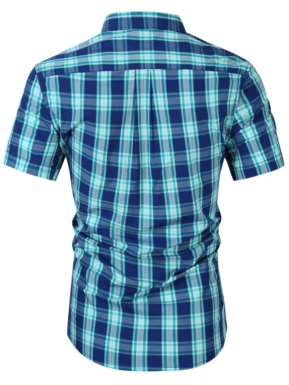 Men's Plaid Collared Neck Short Sleeve Shirt, image 4