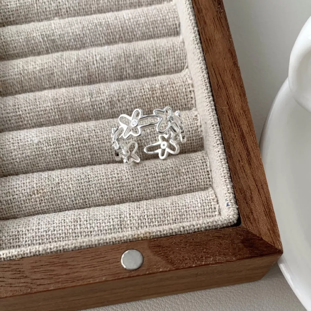 925 Sterling Silver Flower Open Ring, image 5