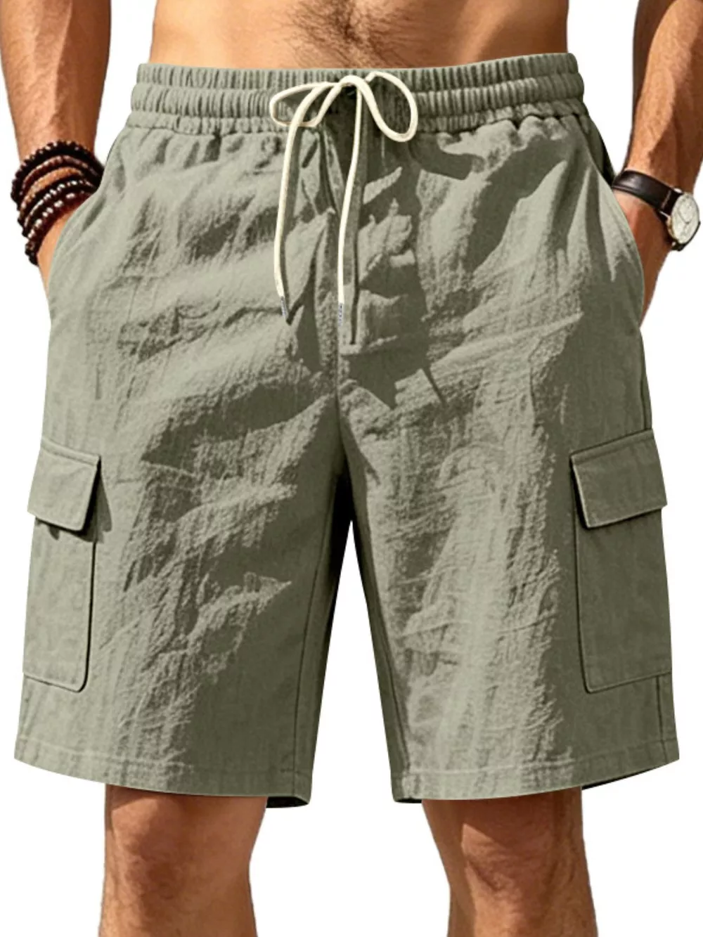 Men's Plus Size Casual Cargo Shorts with Drawstring Waist, image 12