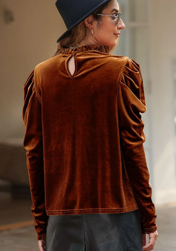 Frill Mock Neck Puff Sleeve Blouse, image 8