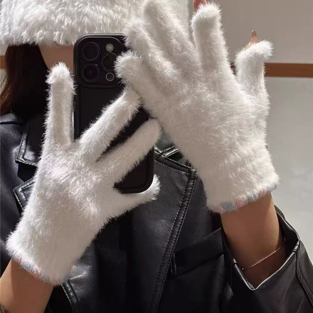 Fuzzy Knit Gloves, image 3