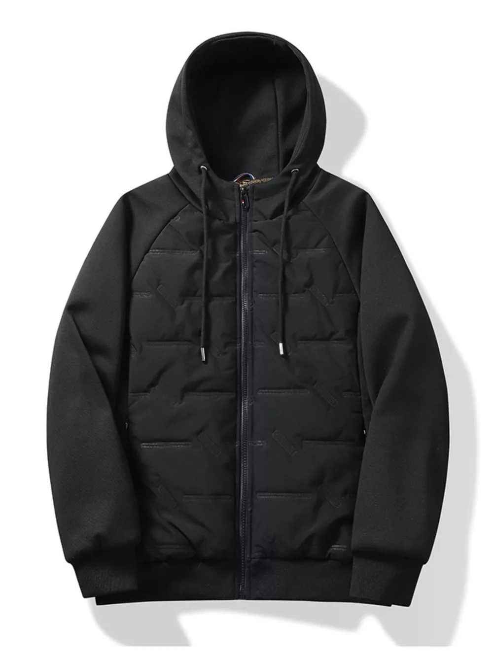 Men's Plus Size Hooded Padded Front Zip-Up Jacket