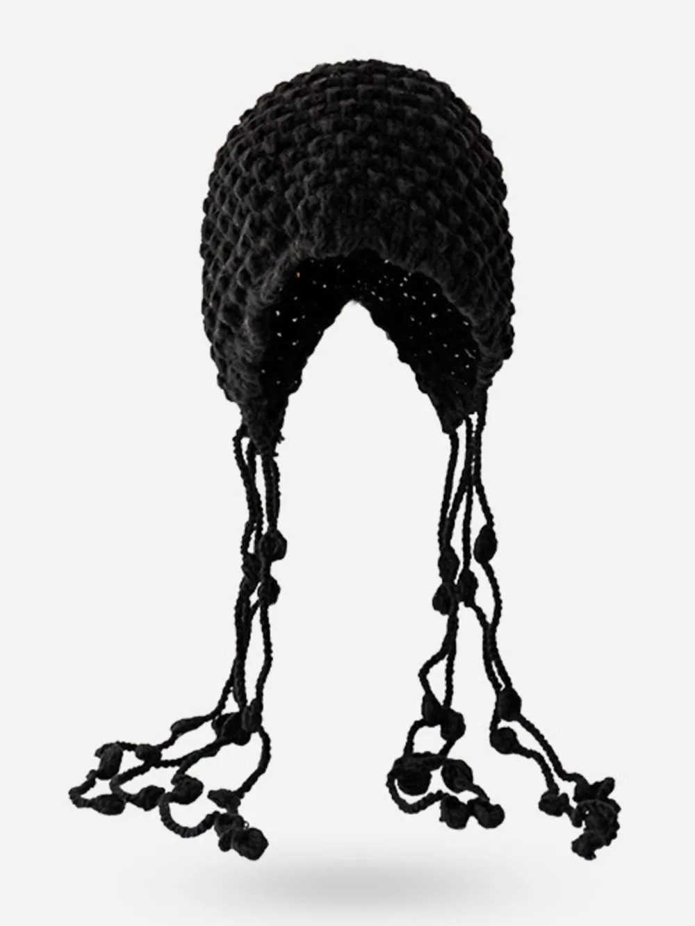Fringe Knitted Beanie Hat