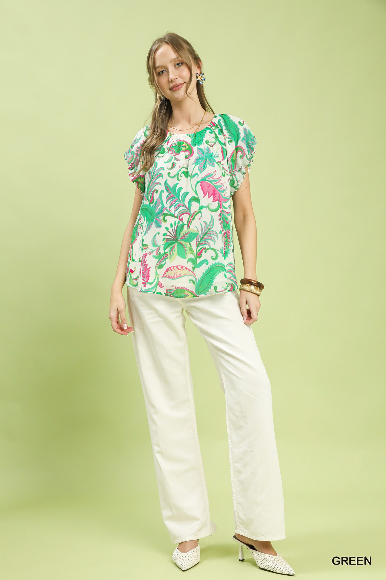 Tropical Paisley Puff Sleeve Blouse, image 4