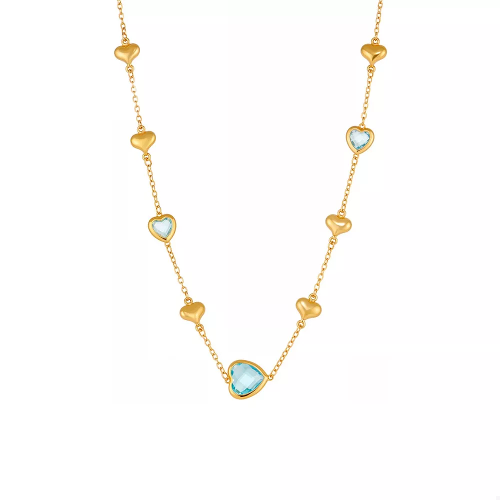 18K Gold-Plated Heart Necklace with Glass Stone, image 6