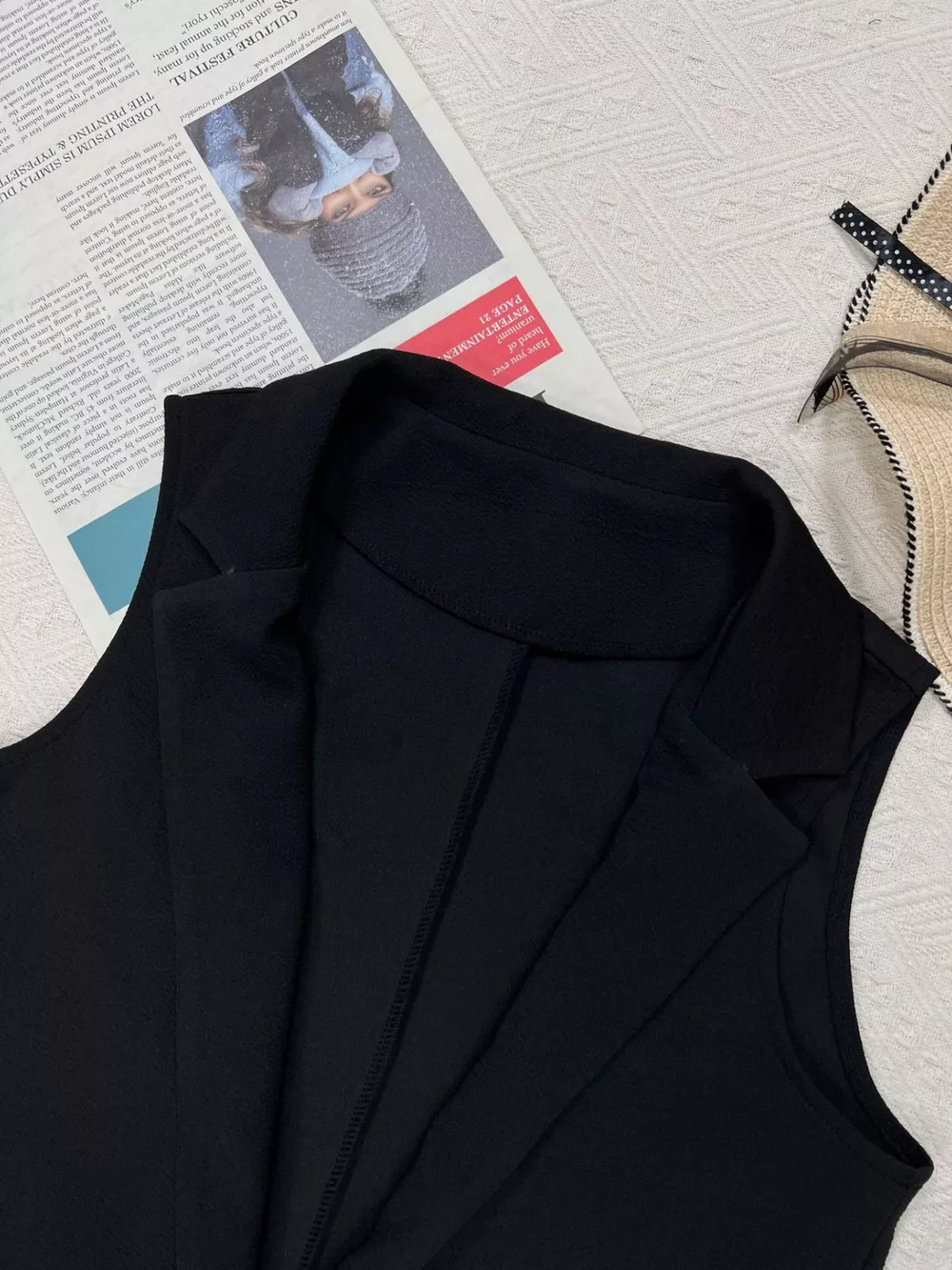 Sleeveless Notch Collar Longline Vest Coat, image 4