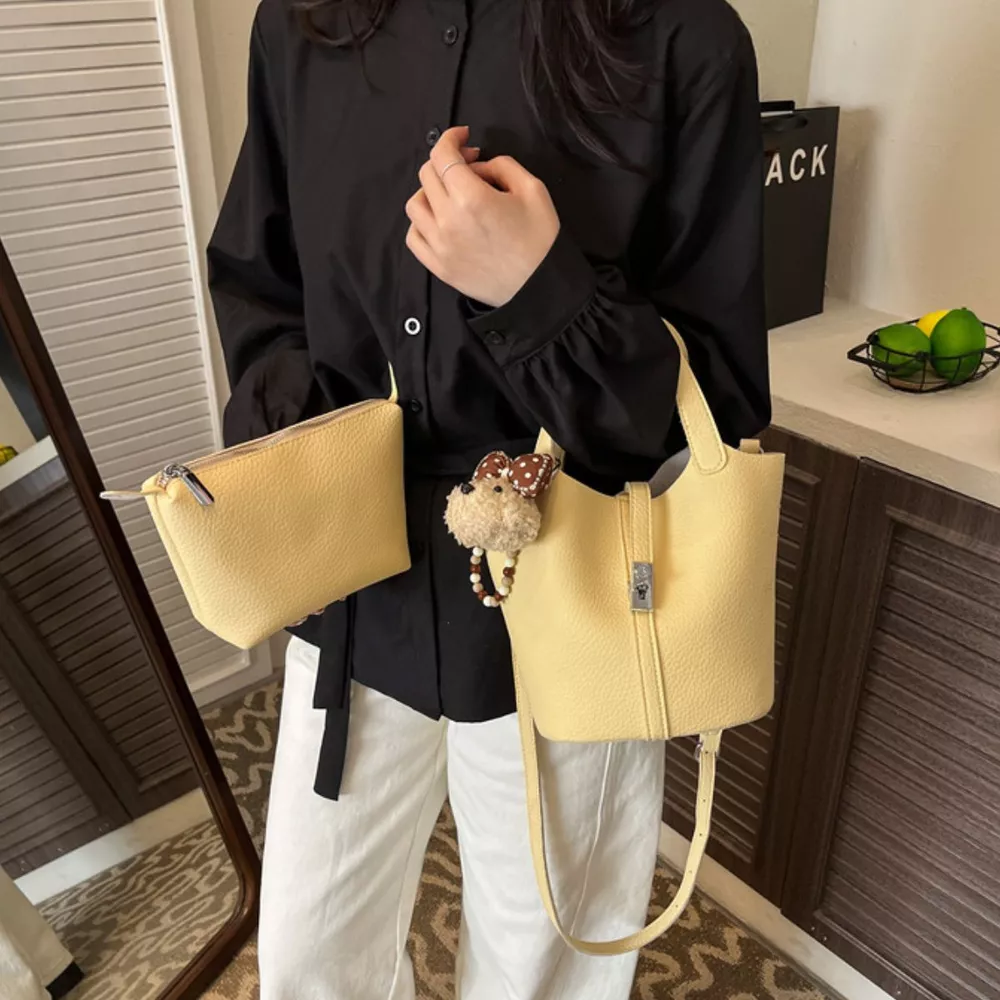 Leather Bucket Crossbody Bag