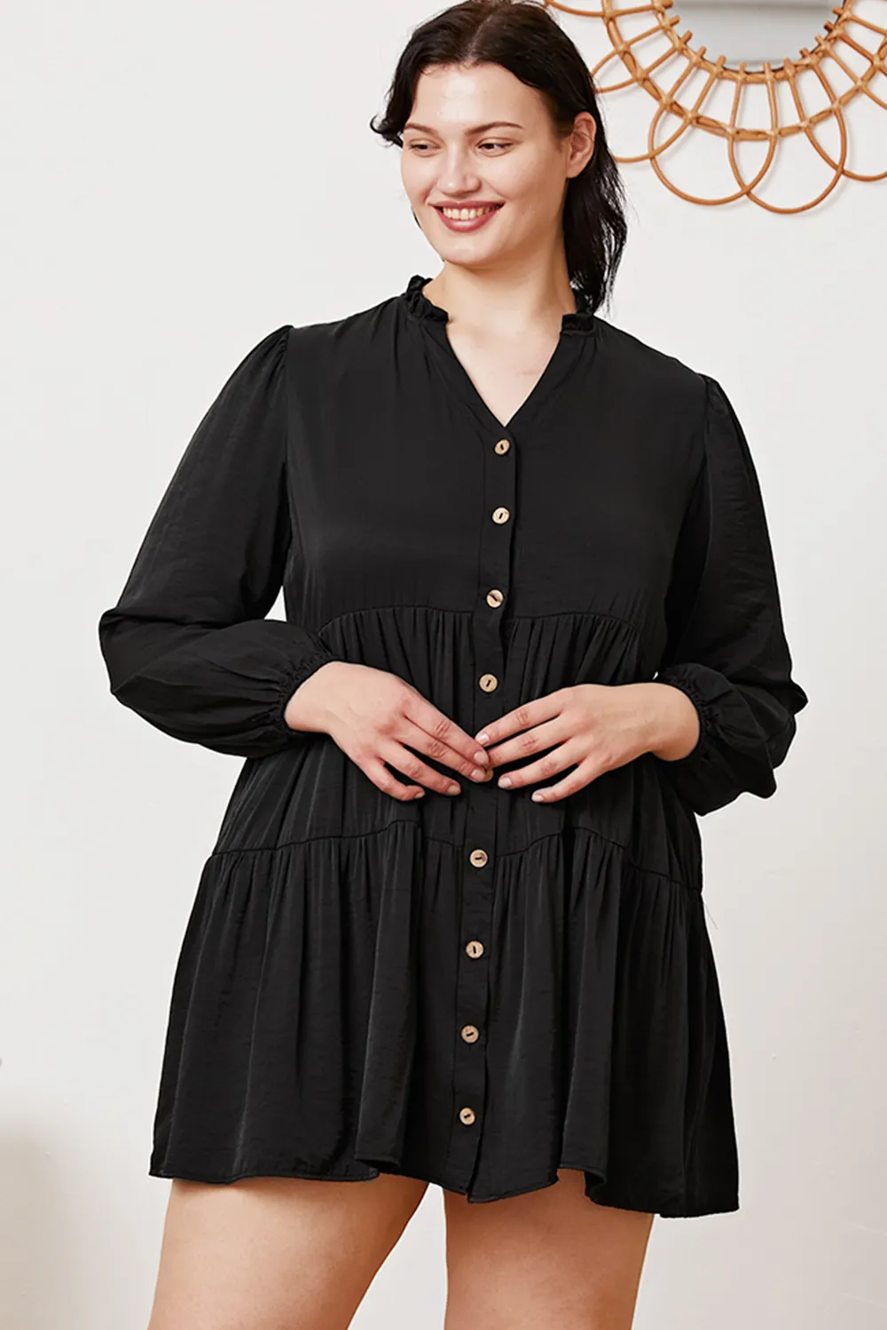 Ruffled Button Up Long Sleeve Tiered Shirt, image 9