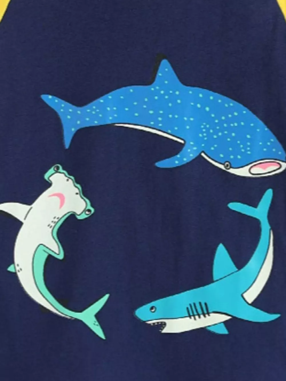 Children's Shark Print Raglan Sleeve T-Shirt, image 4