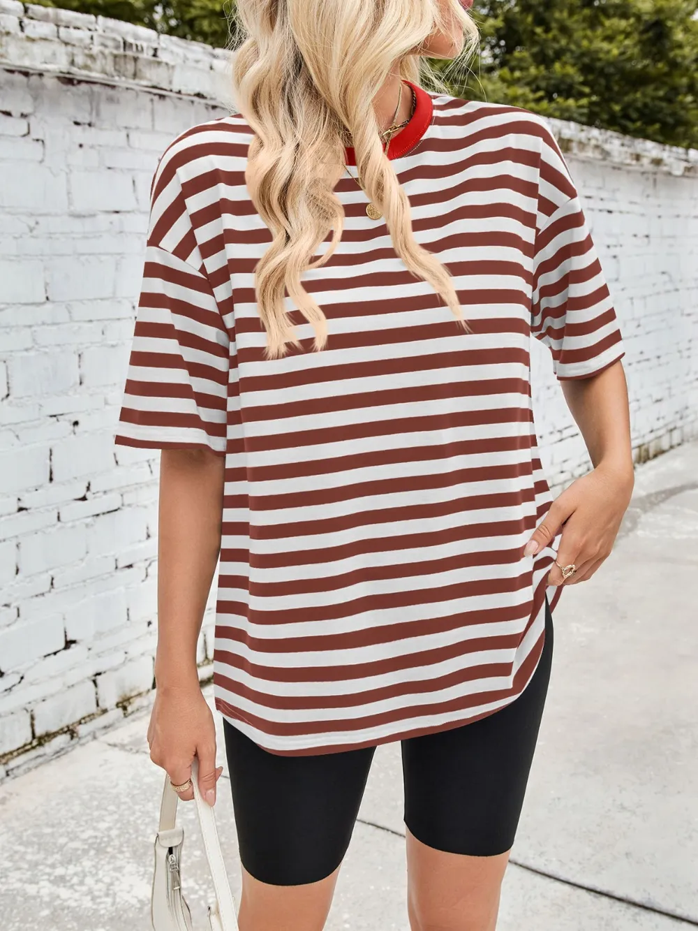 Striped Round Neck Half Sleeve T-Shirt, image 3