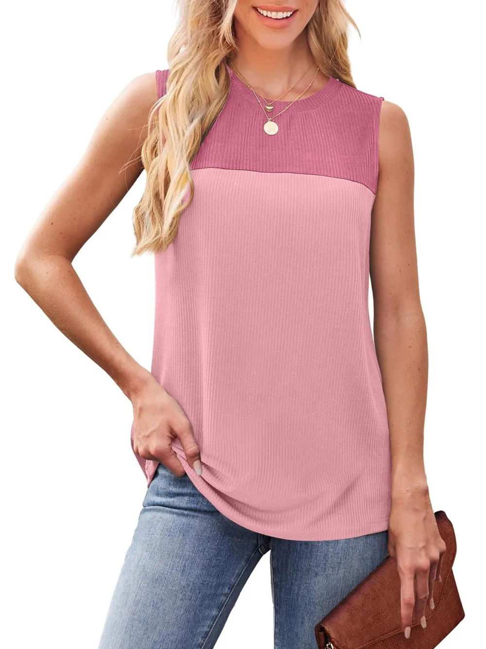 Color Block Round Neck Tank, image 7