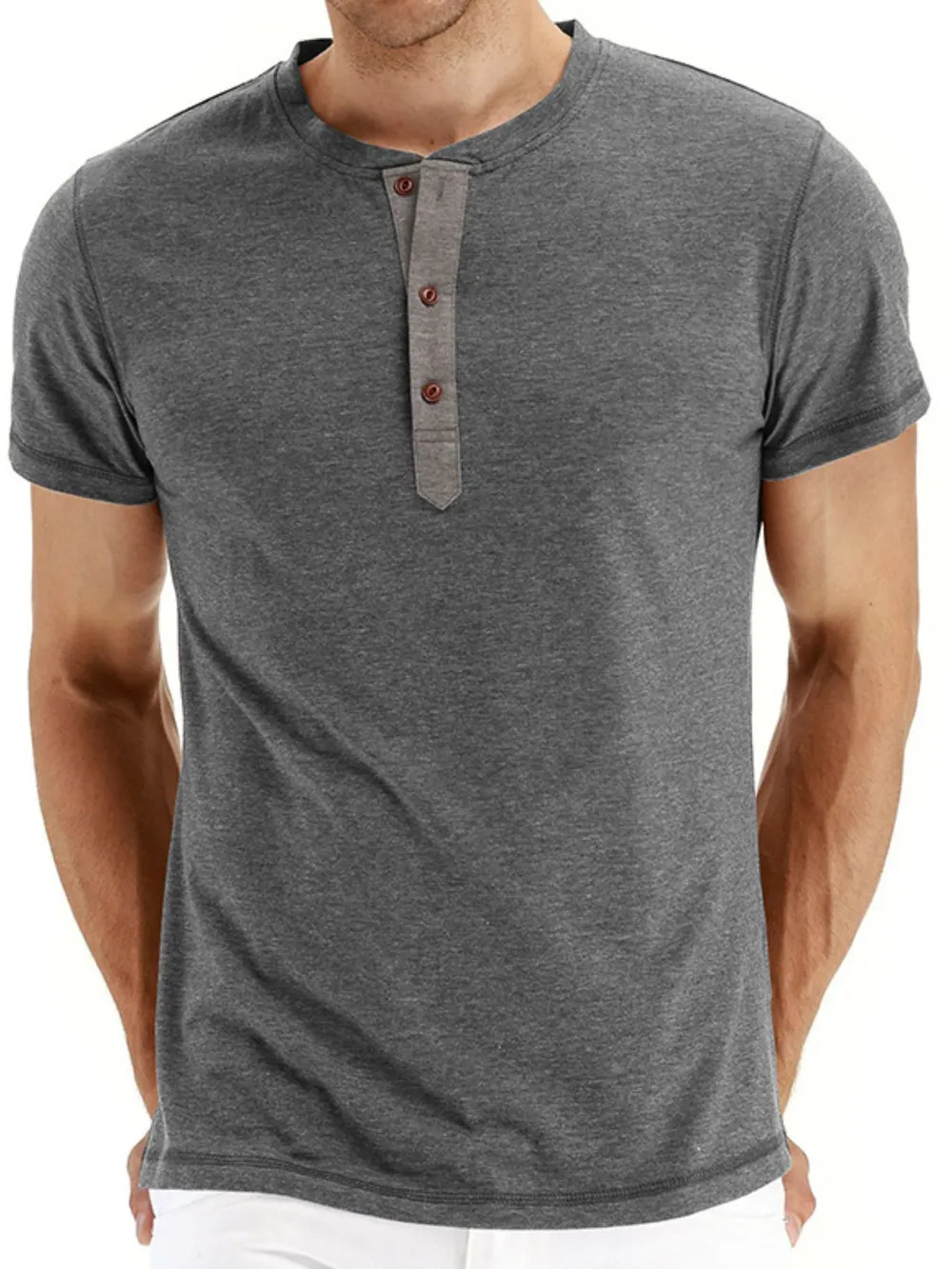 Men's Short Sleeve Henley Polo Shirt, image 5