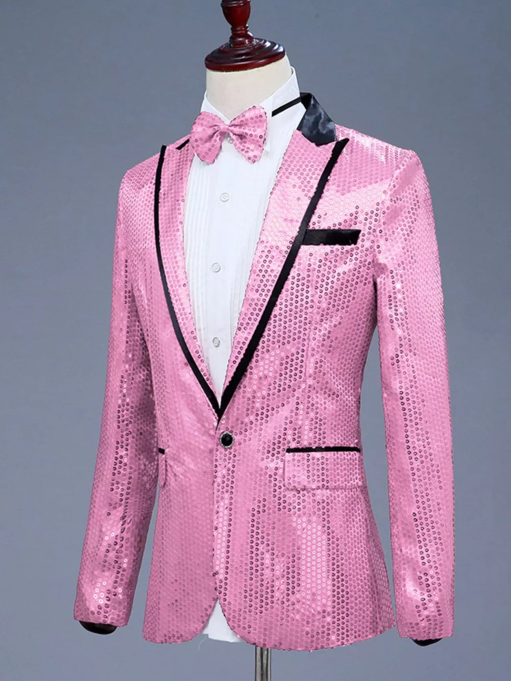 Men's Full Size Sequin One Button Long Sleeve Blazer Plus Size, image 12